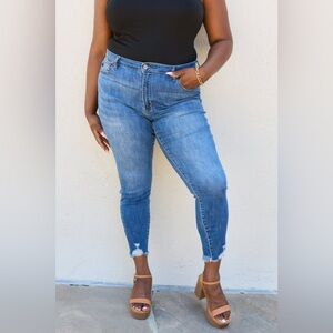 Kancan Lindsay Raw Hem High Rise Skinny Jeans